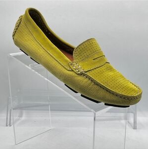 Mercanti Fiorentini Lime Green Suede Moc Toe Loafers Size 11B Driving shoe comfy